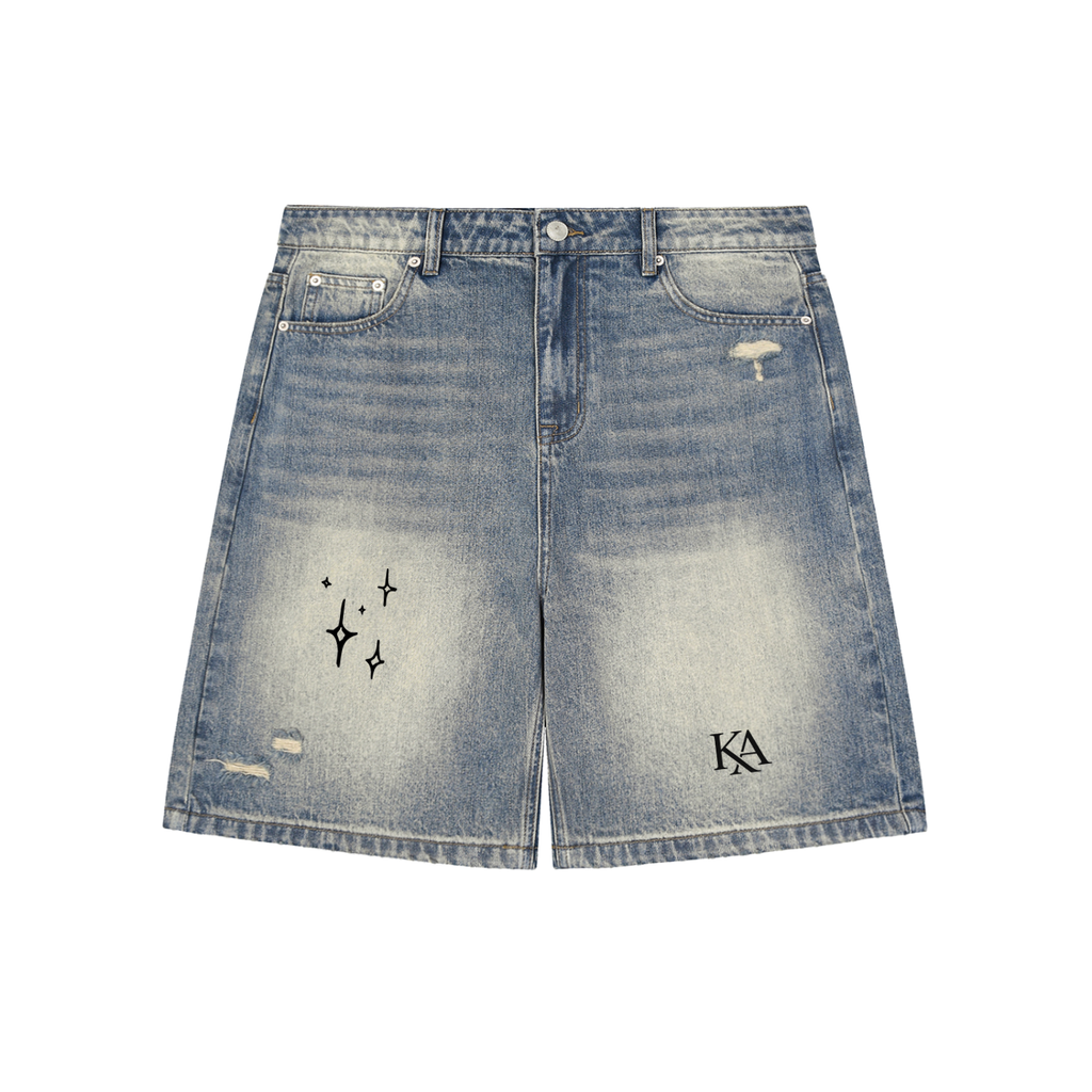 KA Faded Distressed Denim Shorts