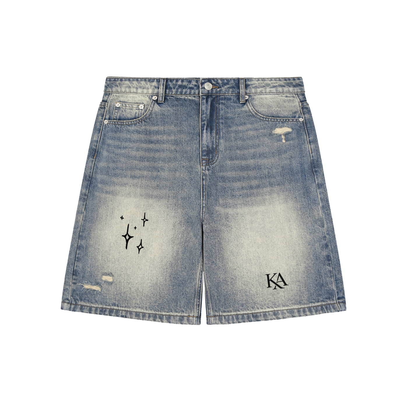 KA Faded Distressed Denim Shorts