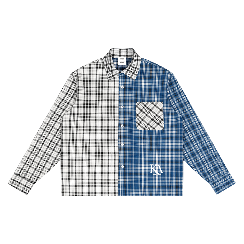 KA Oversized Plaid Color Block Shirt