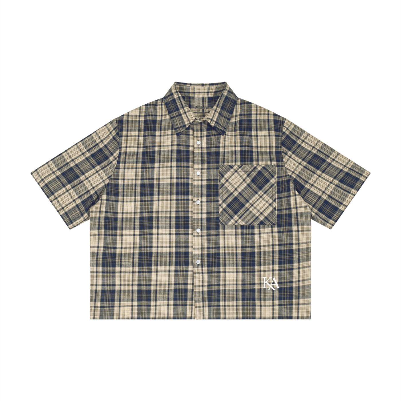 KA Plaid Boxy Short Sleeve Shirt