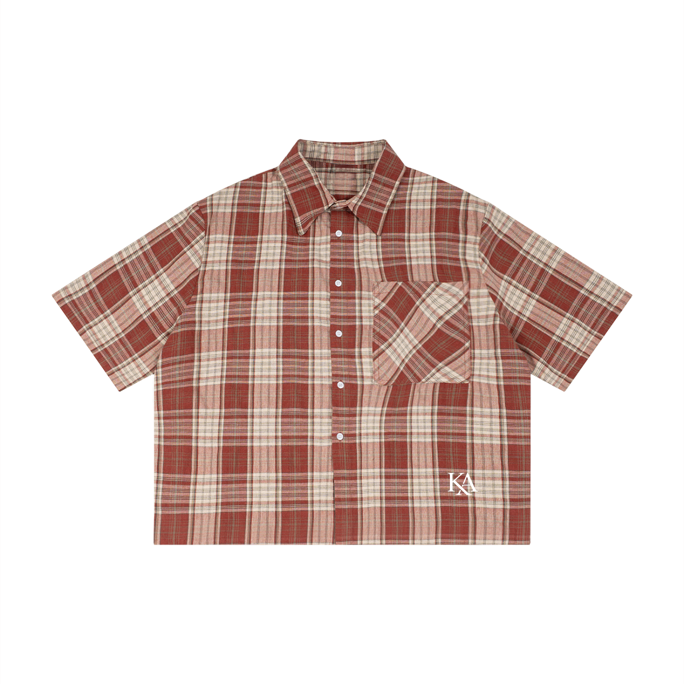 KA Plaid Boxy Short Sleeve Shirt