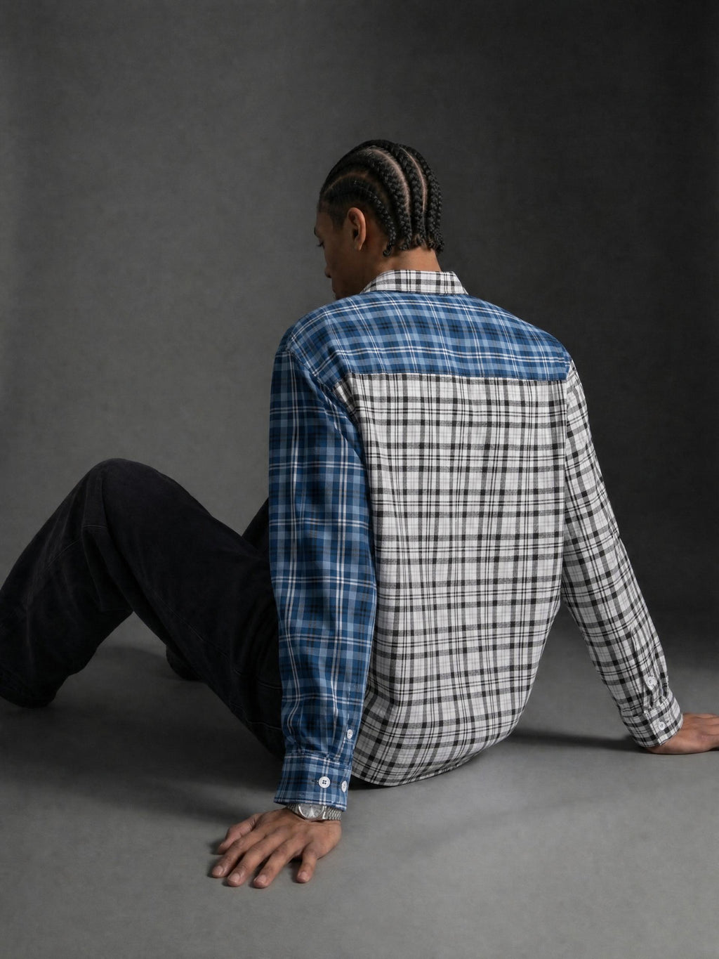 KA Oversized Plaid Color Block Shirt