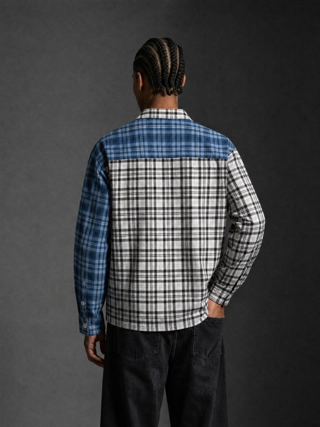 KA Oversized Plaid Color Block Shirt