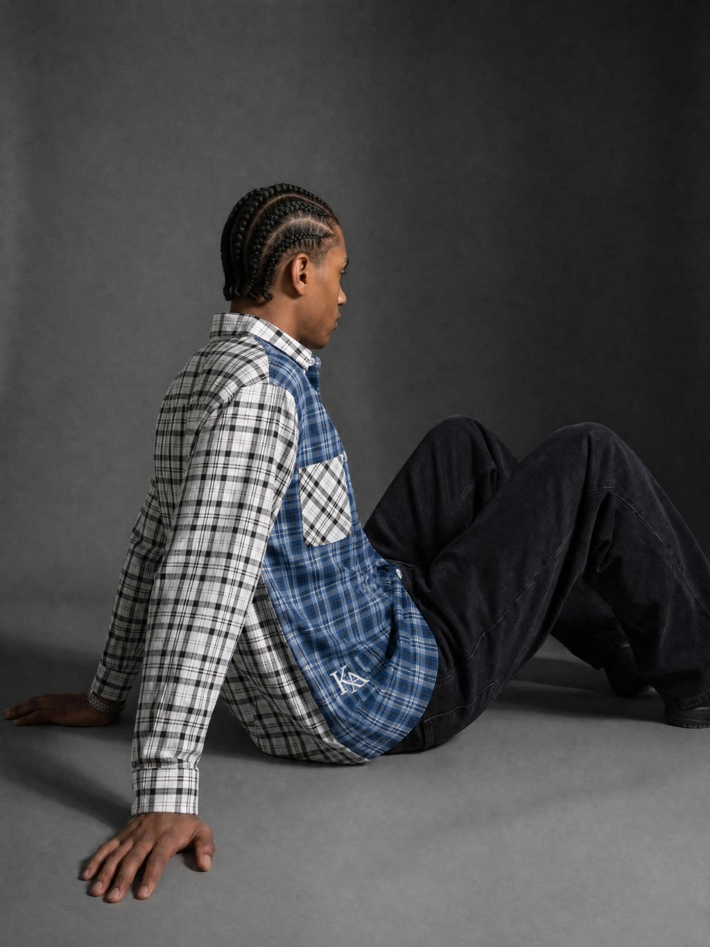 KA Oversized Plaid Color Block Shirt