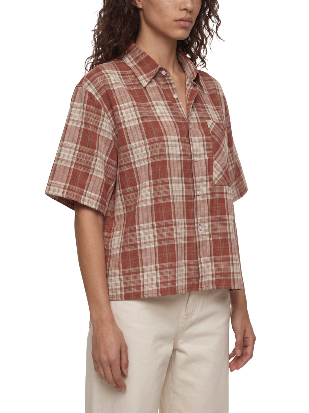 KA Plaid Boxy Short Sleeve Shirt