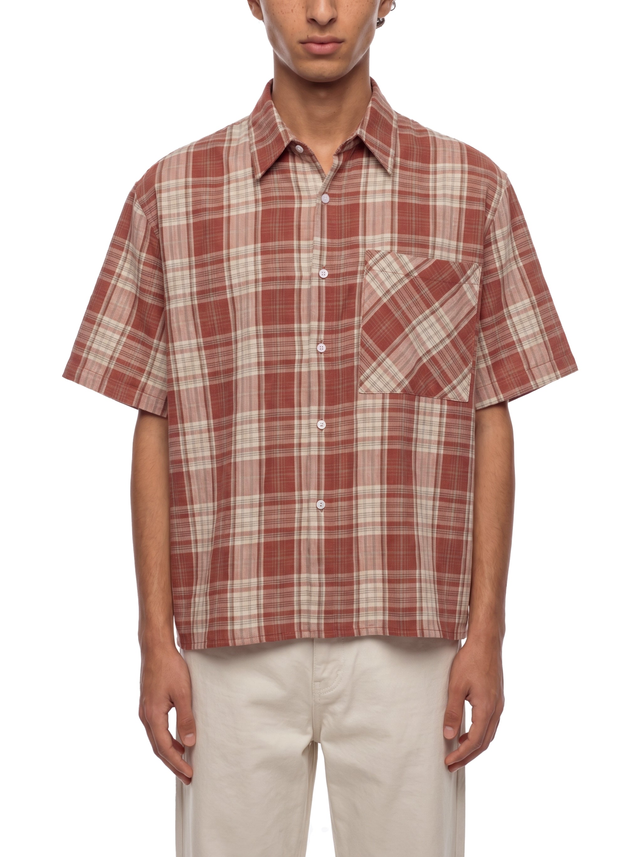 KA Plaid Boxy Short Sleeve Shirt